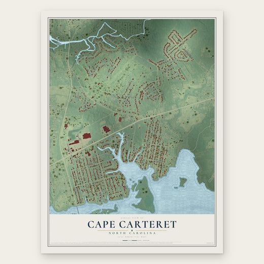 Cape Carteret, North Carolina map print, the full design