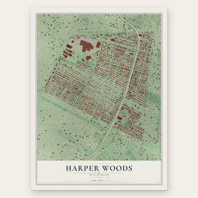Harper Woods, Michigan map print, the full design