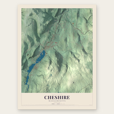 Cheshire, Massachusetts map print, the full design