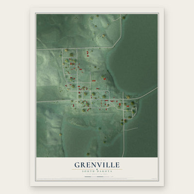 Grenville, South Dakota map print, the full design