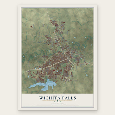 Wichita Falls, Texas map print, the full design