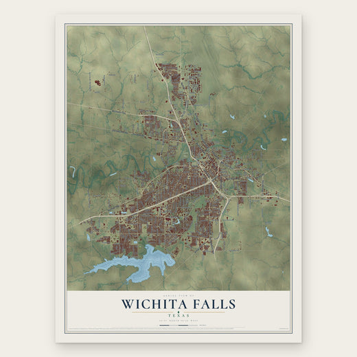 Wichita Falls, Texas map print, the full design