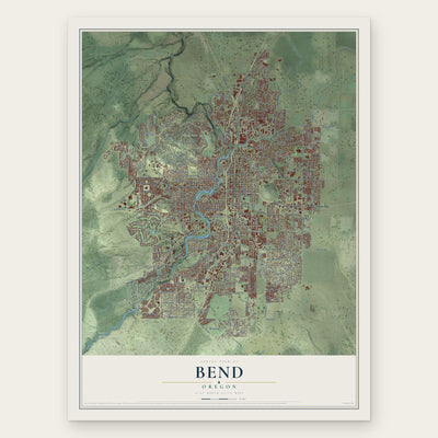 Bend, Oregon map print, the full design
