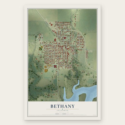 Bethany, Illinois map print, the full design