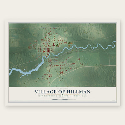 Hillman, Michigan map print, the full design