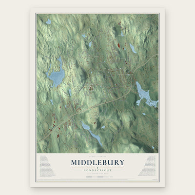 Middlebury, Connecticut map print, the full design