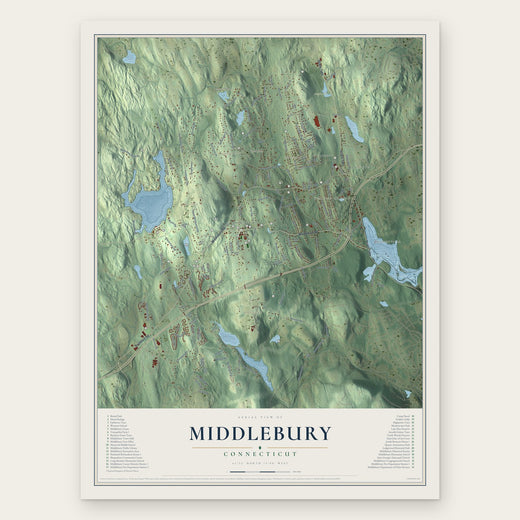 Middlebury, Connecticut map print, the full design