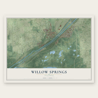 Willow Springs, Illinois map print, the full design