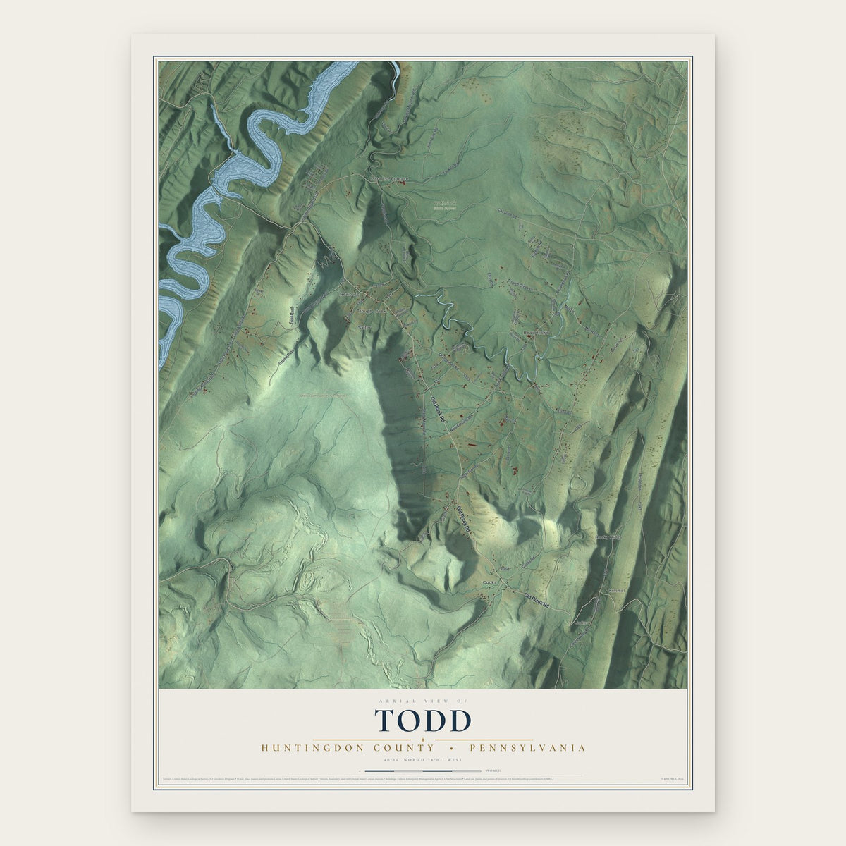 Todd, Huntingdon County, Pennsylvania map print, the full design