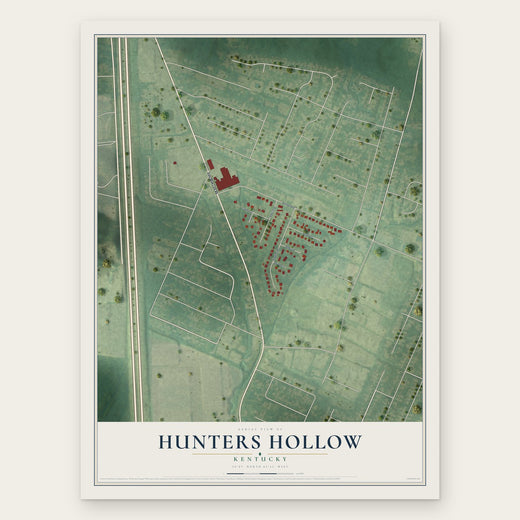Hunters Hollow, Kentucky map print, the full design