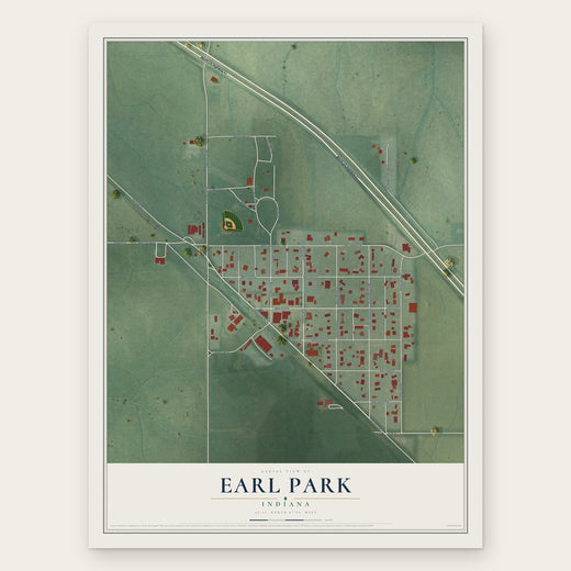 Earl Park, Indiana map print, the full design
