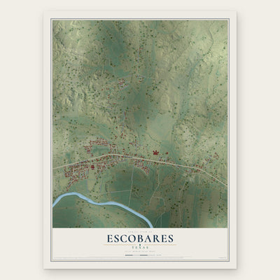 Escobares, Texas map print, the full design