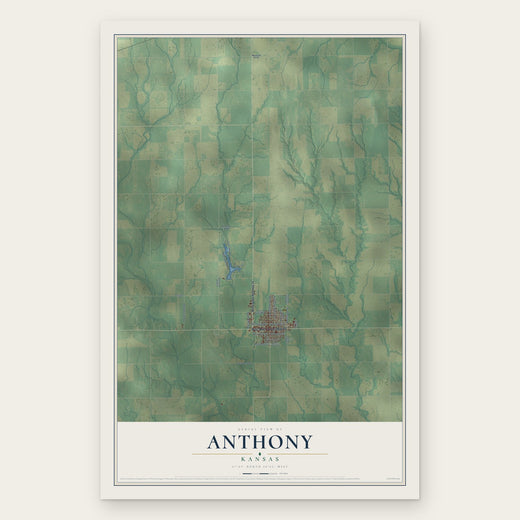 Anthony, Kansas map print, the full design