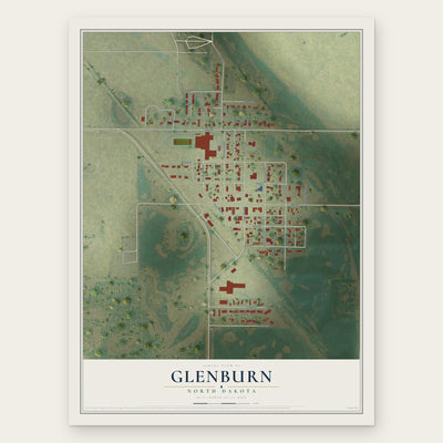 Glenburn, North Dakota map print, the full design