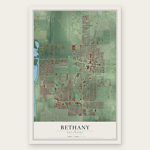 Bethany, Oklahoma map print, the full design