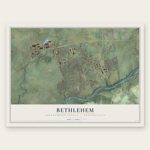 Bethlehem, Northampton County, Pennsylvania map print, the full design