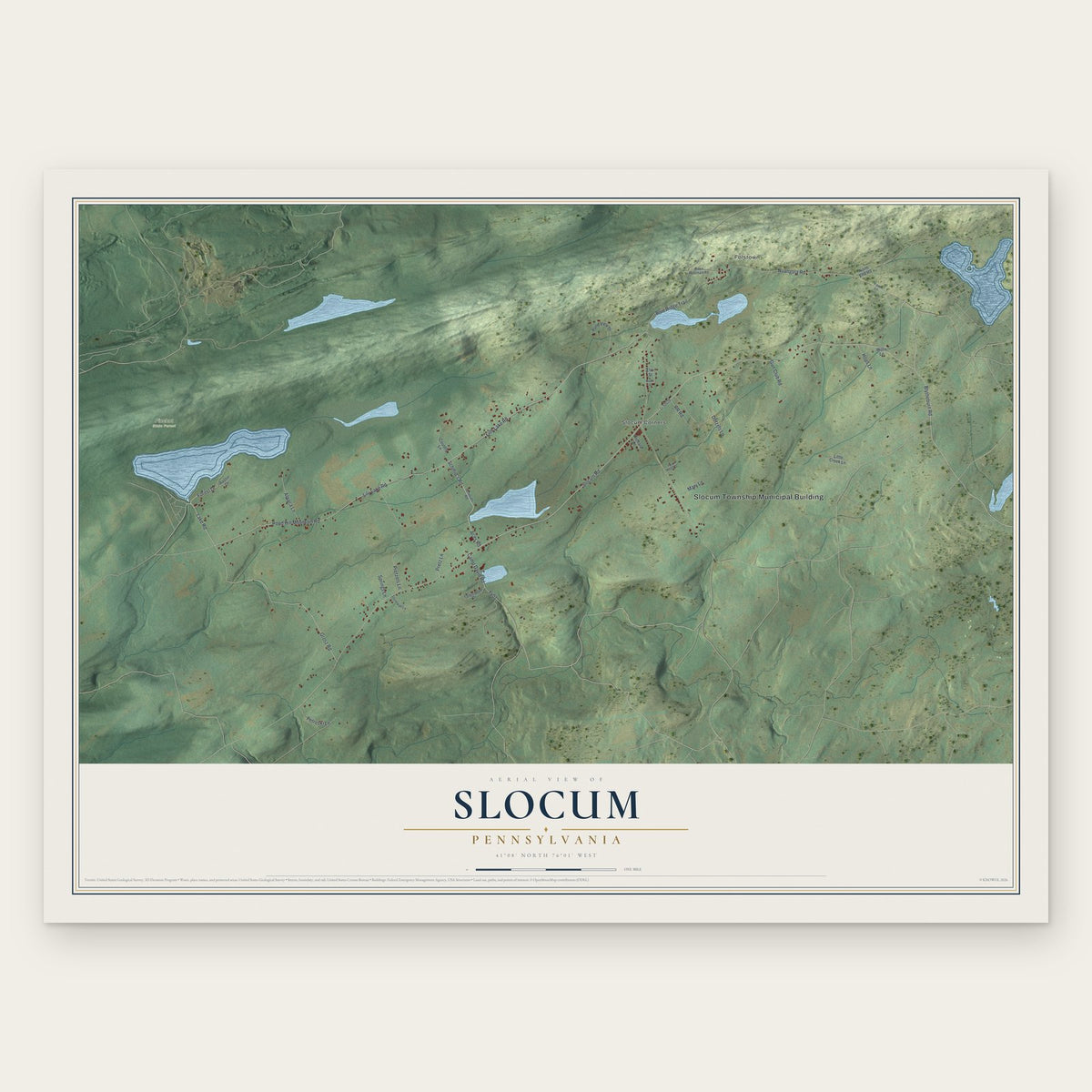 Slocum, Pennsylvania map print, the full design