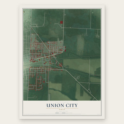 Union City, Ohio map print, the full design