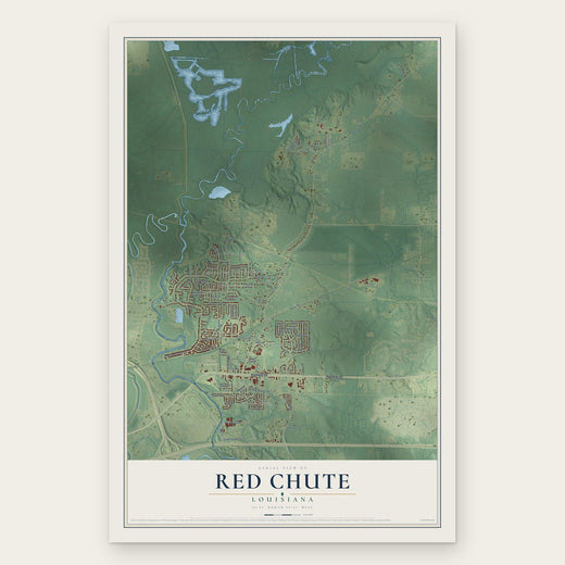 Red Chute, Louisiana map print, the full design