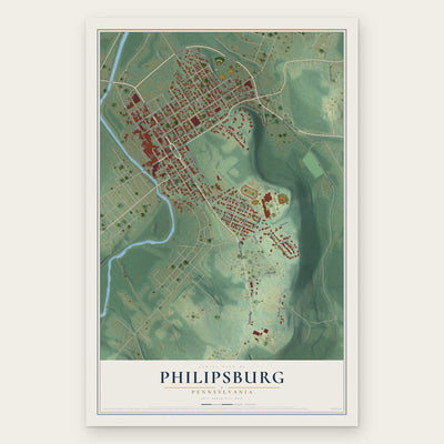 Philipsburg, Pennsylvania map print, the full design