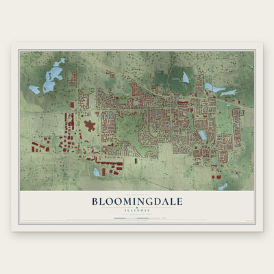 Bloomingdale, Illinois map print, the full design