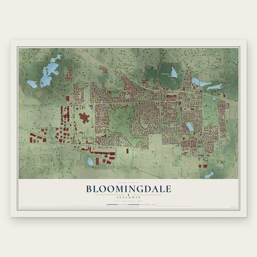 Bloomingdale, Illinois map print, the full design