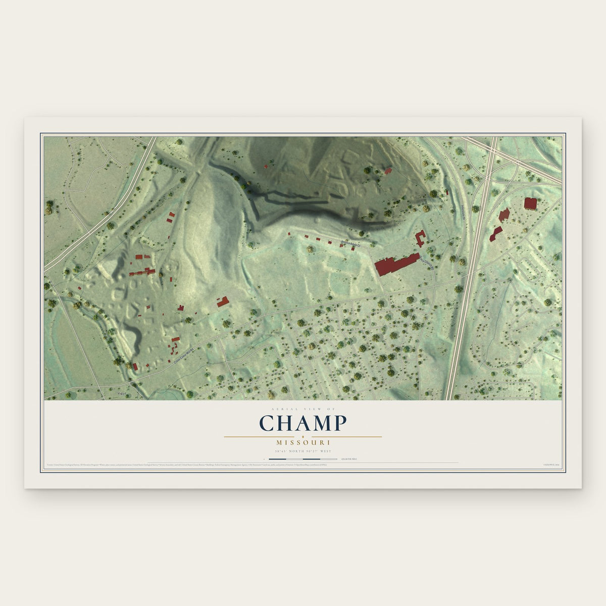 Champ, Missouri map print, the full design