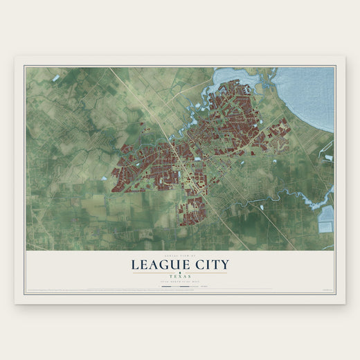 League City, Texas map print, the full design