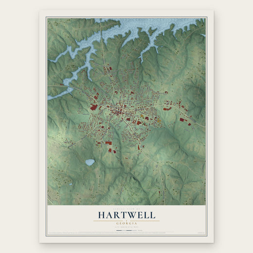 Hartwell, Georgia map print, the full design
