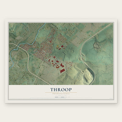 Throop, Pennsylvania map print, the full design