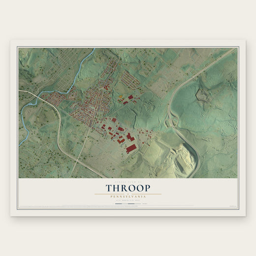 Throop, Pennsylvania map print, the full design