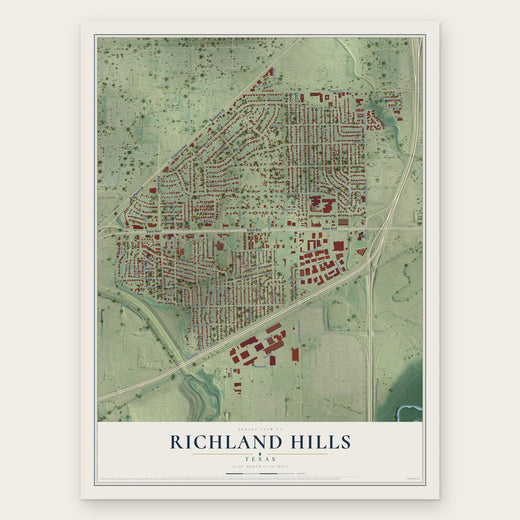 Richland Hills, Texas map print, the full design