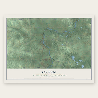 Green, Mecosta County, Michigan map print, the full design