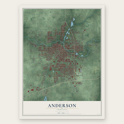 Anderson, Indiana map print, the full design