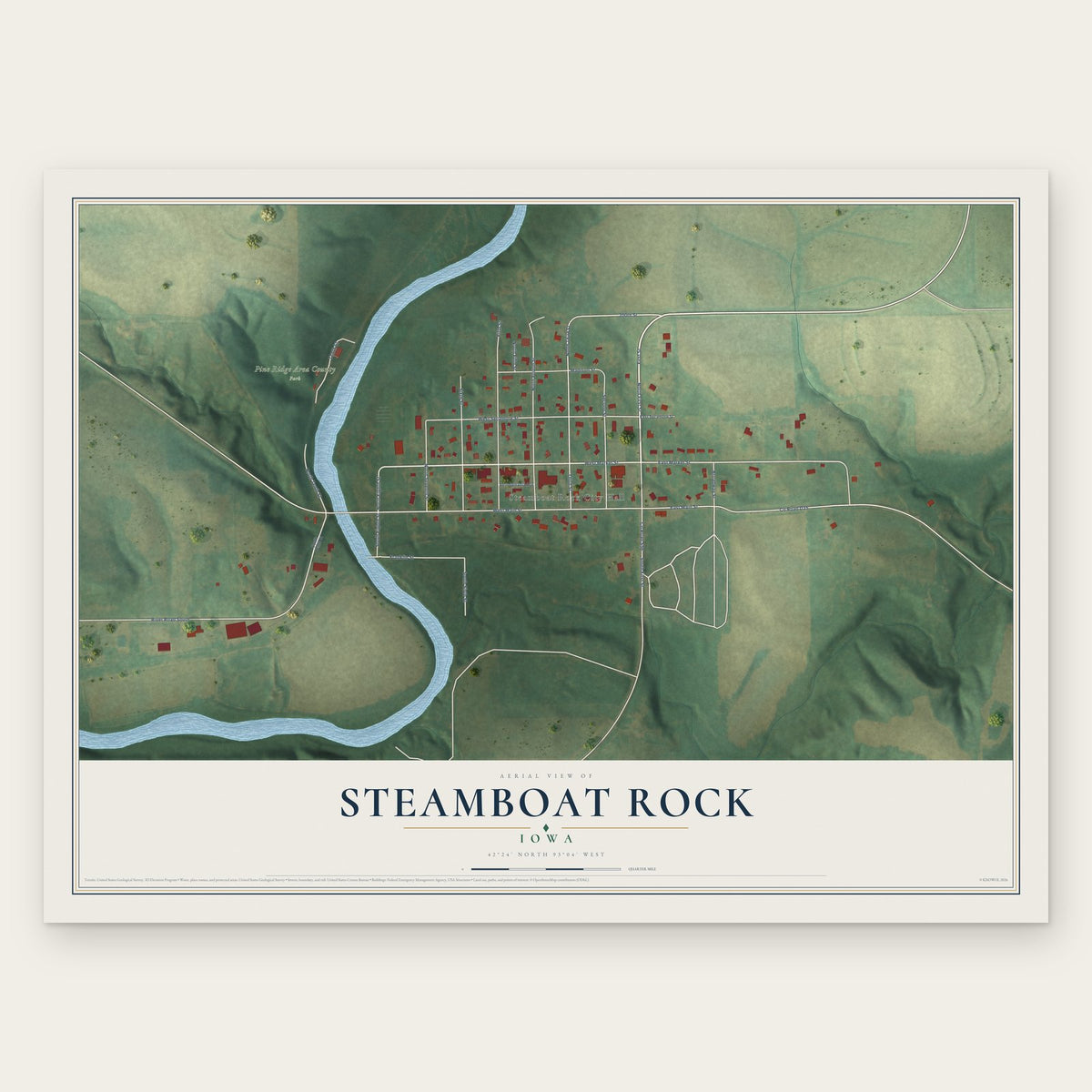 Steamboat Rock, Iowa map print, the full design