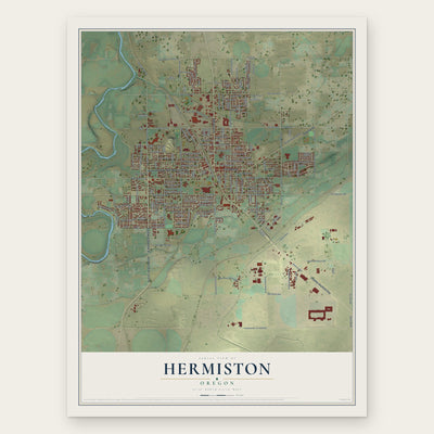 Hermiston, Oregon map print, the full design