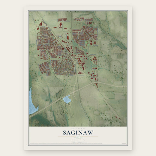 Saginaw, Texas map print, the full design