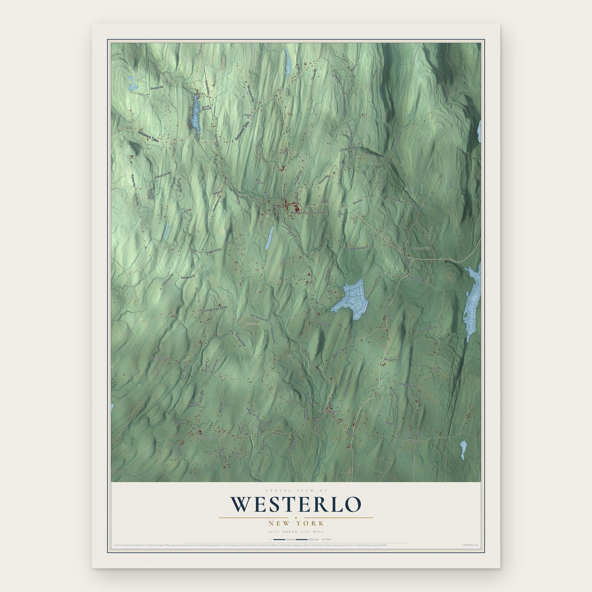 Westerlo, New York map print, the full design