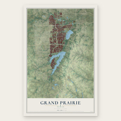 Grand Prairie, Texas map print, the full design