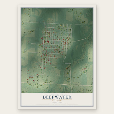 Deepwater, Missouri map print, the full design