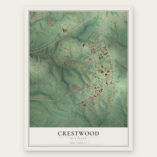Crestwood, Kentucky map print, the full design