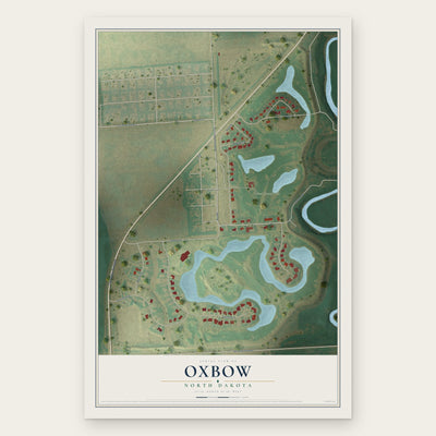 Oxbow, North Dakota map print, the full design