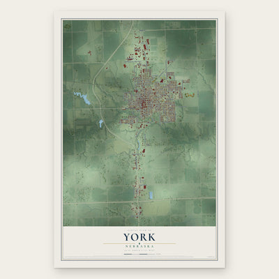 York, Nebraska map print, the full design