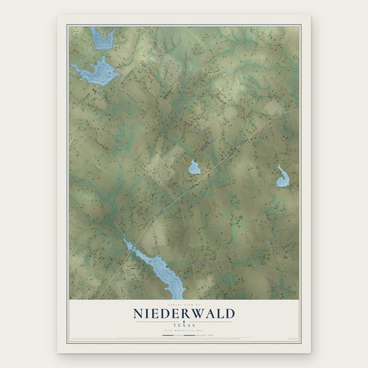 Niederwald, Texas map print, the full design