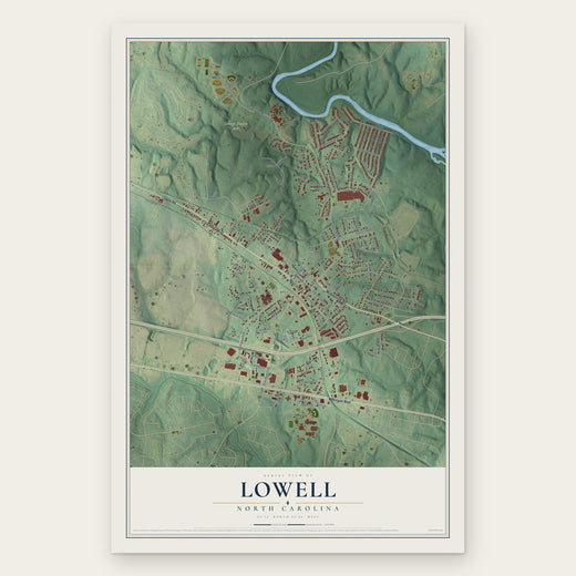 Lowell, North Carolina map print, the full design