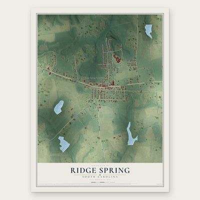 Ridge Spring, South Carolina map print, the full design