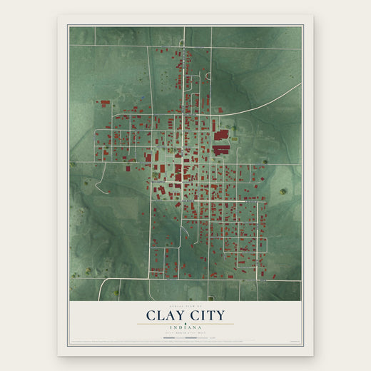 Clay City, Indiana map print, the full design