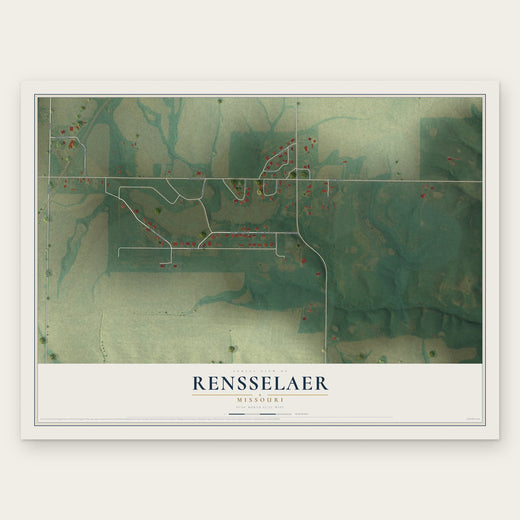 Rensselaer, Missouri map print, the full design