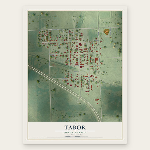 Tabor, South Dakota map print, the full design