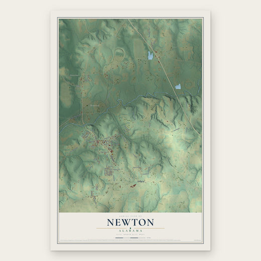 Newton, Alabama map print, the full design